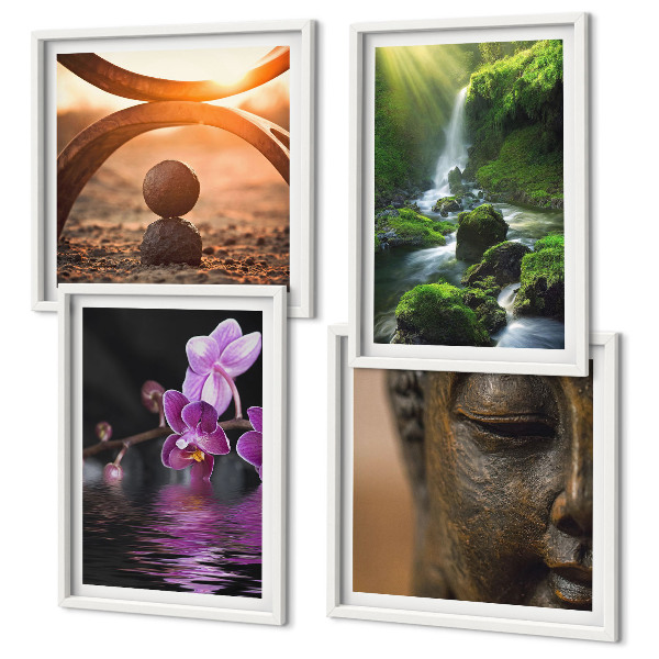 Mur de tableaux Fleurs dans l'eau de la cascade du bouddha