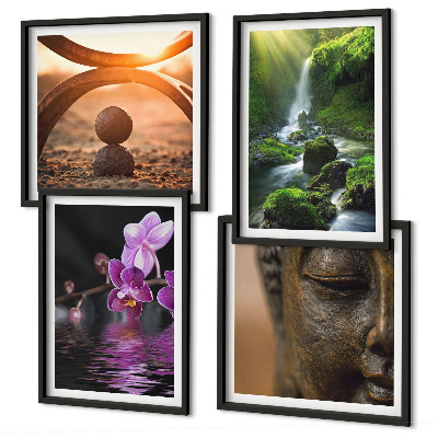 Mur de tableaux Fleurs dans l'eau de la cascade du bouddha