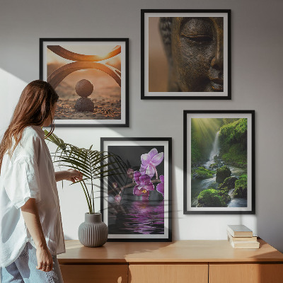 Mur de tableaux Fleurs dans l'eau de la cascade du bouddha