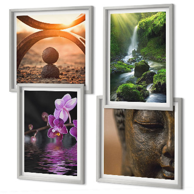 Mur de tableaux Fleurs dans l'eau de la cascade du bouddha