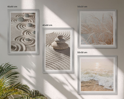 Polyptyque z cadres Vagues sable eau pierres plage