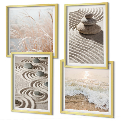 Polyptyque z cadres Vagues sable eau pierres plage