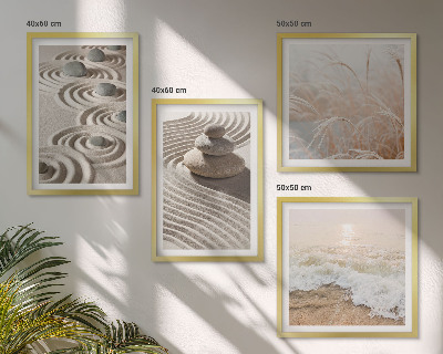 Polyptyque z cadres Vagues sable eau pierres plage