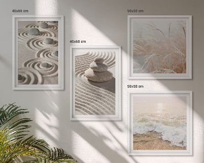 Polyptyque z cadres Vagues sable eau pierres plage