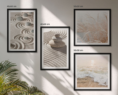 Polyptyque z cadres Vagues sable eau pierres plage