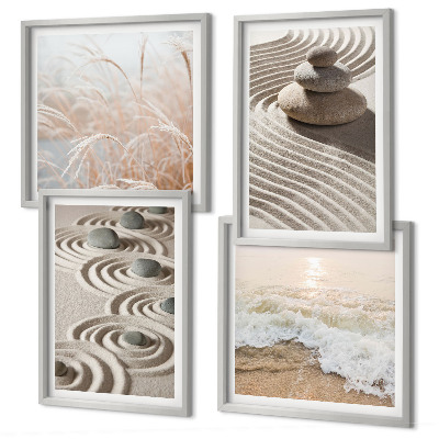 Polyptyque z cadres Vagues sable eau pierres plage