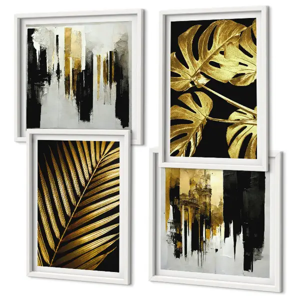Mur de tableaux feuilles de palmier et monstera abstraites