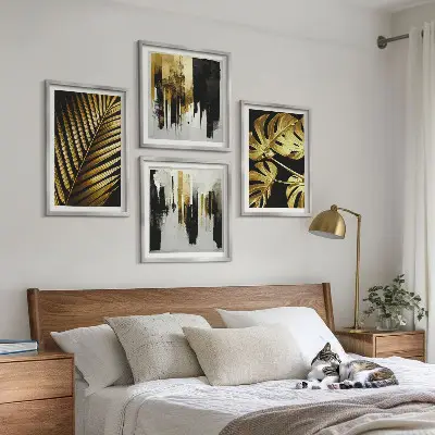 Mur de tableaux feuilles de palmier et monstera abstraites