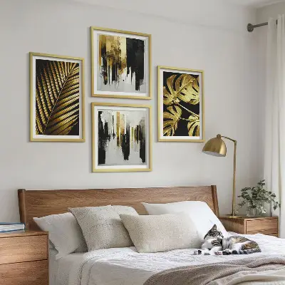 Mur de tableaux feuilles de palmier et monstera abstraites