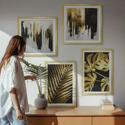 Mur de tableaux feuilles de palmier et monstera abstraites