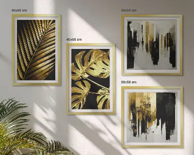 Mur de tableaux feuilles de palmier et monstera abstraites