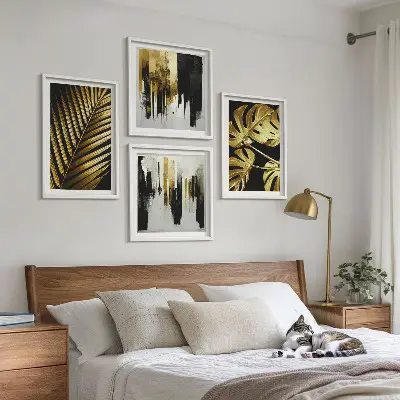 Mur de tableaux feuilles de palmier et monstera abstraites