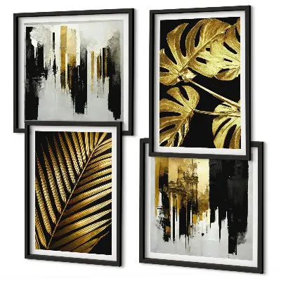 Mur de tableaux feuilles de palmier et monstera abstraites