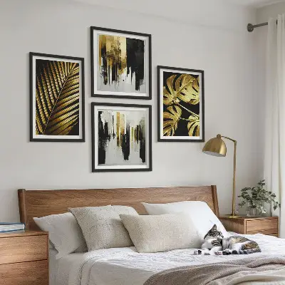 Mur de tableaux feuilles de palmier et monstera abstraites