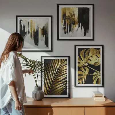 Mur de tableaux feuilles de palmier et monstera abstraites