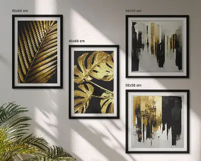 Mur de tableaux feuilles de palmier et monstera abstraites