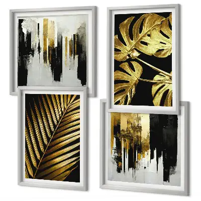 Mur de tableaux feuilles de palmier et monstera abstraites