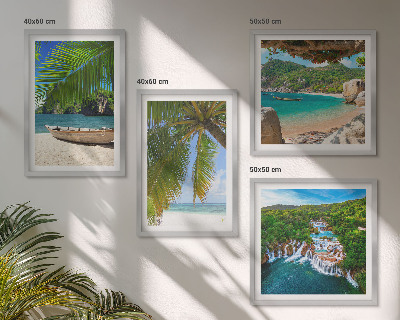Mur de tableaux Plage, bateau, cascades, palmiers