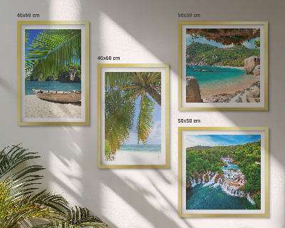Mur de tableaux Plage, bateau, cascades, palmiers