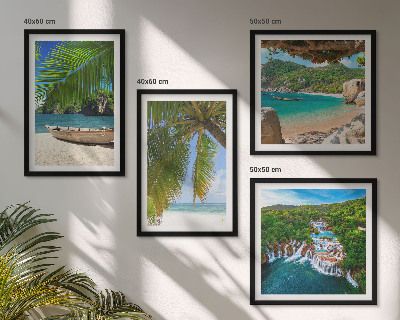 Mur de tableaux Plage, bateau, cascades, palmiers