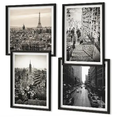 Polyptyque de 2 cadres représentant les escaliers de Paris et New York