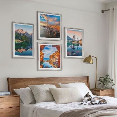 Mur de tableaux Reflet des rochers dans les lacs de montagne