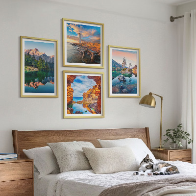 Mur de tableaux Reflet des rochers dans les lacs de montagne