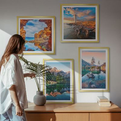 Mur de tableaux Reflet des rochers dans les lacs de montagne