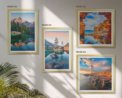 Mur de tableaux Reflet des rochers dans les lacs de montagne