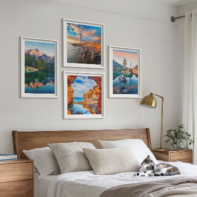 Mur de tableaux Reflet des rochers dans les lacs de montagne