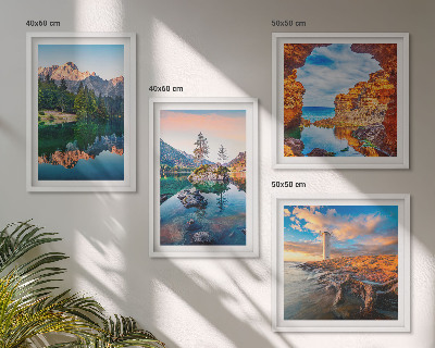 Mur de tableaux Reflet des rochers dans les lacs de montagne
