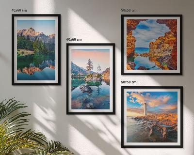 Mur de tableaux Reflet des rochers dans les lacs de montagne