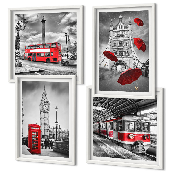 Polyptyque z cadres Accents rouges londres