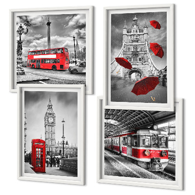 Polyptyque z cadres Accents rouges londres