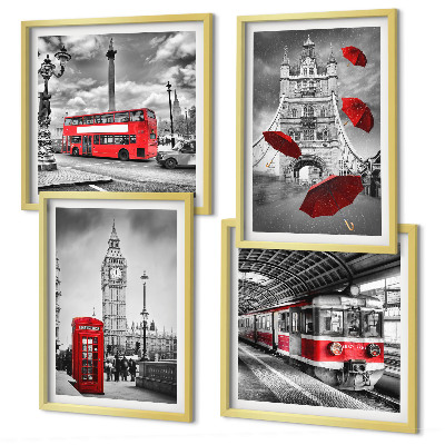 Polyptyque z cadres Accents rouges londres
