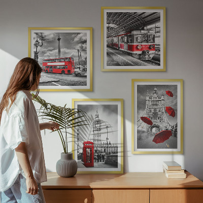 Polyptyque z cadres Accents rouges londres