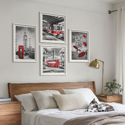 Polyptyque z cadres Accents rouges londres