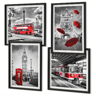 Polyptyque z cadres Accents rouges londres