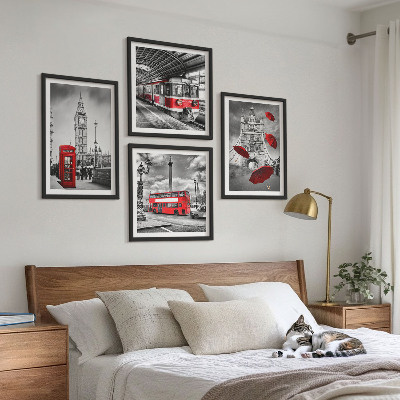 Polyptyque z cadres Accents rouges londres