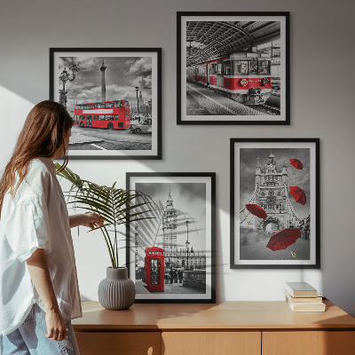 Polyptyque z cadres Accents rouges londres
