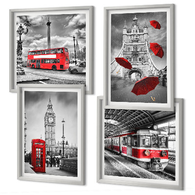 Polyptyque z cadres Accents rouges londres