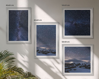 Ensemble de 4 tableaux Ciel nocturne montagnes étoiles