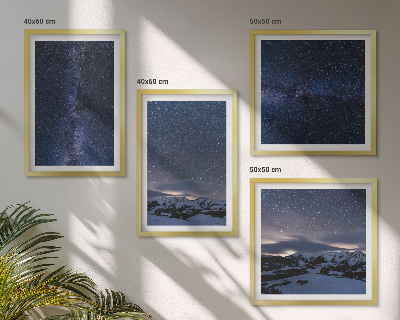 Ensemble de 4 tableaux Ciel nocturne montagnes étoiles