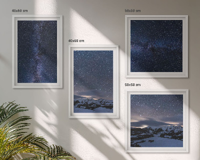 Ensemble de 4 tableaux Ciel nocturne montagnes étoiles