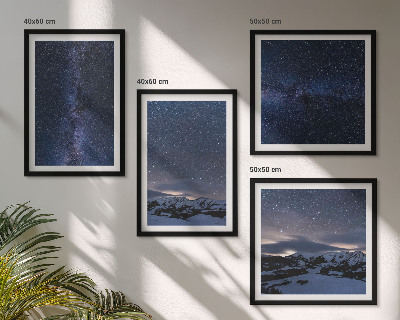 Ensemble de 4 tableaux Ciel nocturne montagnes étoiles