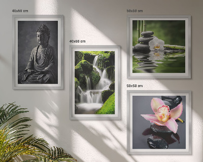 Mur de tableaux Peintures zen, pierres d'eau, bouddha