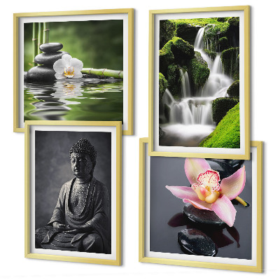 Mur de tableaux Peintures zen, pierres d'eau, bouddha