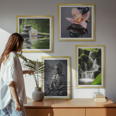 Mur de tableaux Peintures zen, pierres d'eau, bouddha
