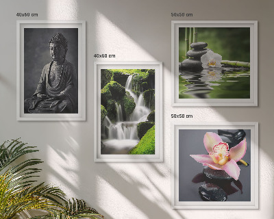 Mur de tableaux Peintures zen, pierres d'eau, bouddha