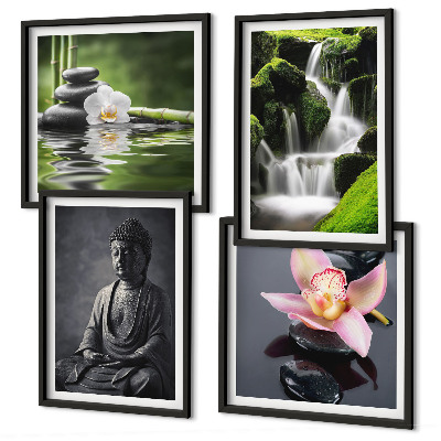 Mur de tableaux Peintures zen, pierres d'eau, bouddha